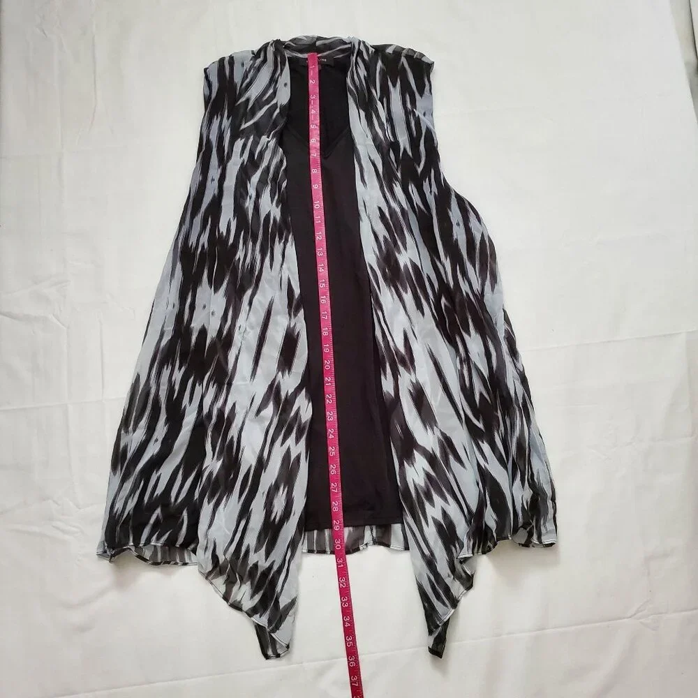 Timeline Womens Plus Size Cloak Style Longline Sleeveless Black Tunic Blouse 3XL - Picture 12 of 13